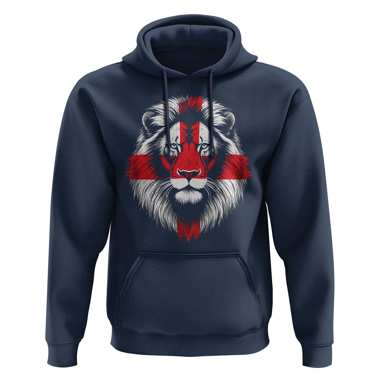 Majestic England Lion Face Graphic Hoodie Patriotic St. Georges Cross British Pride Heritage