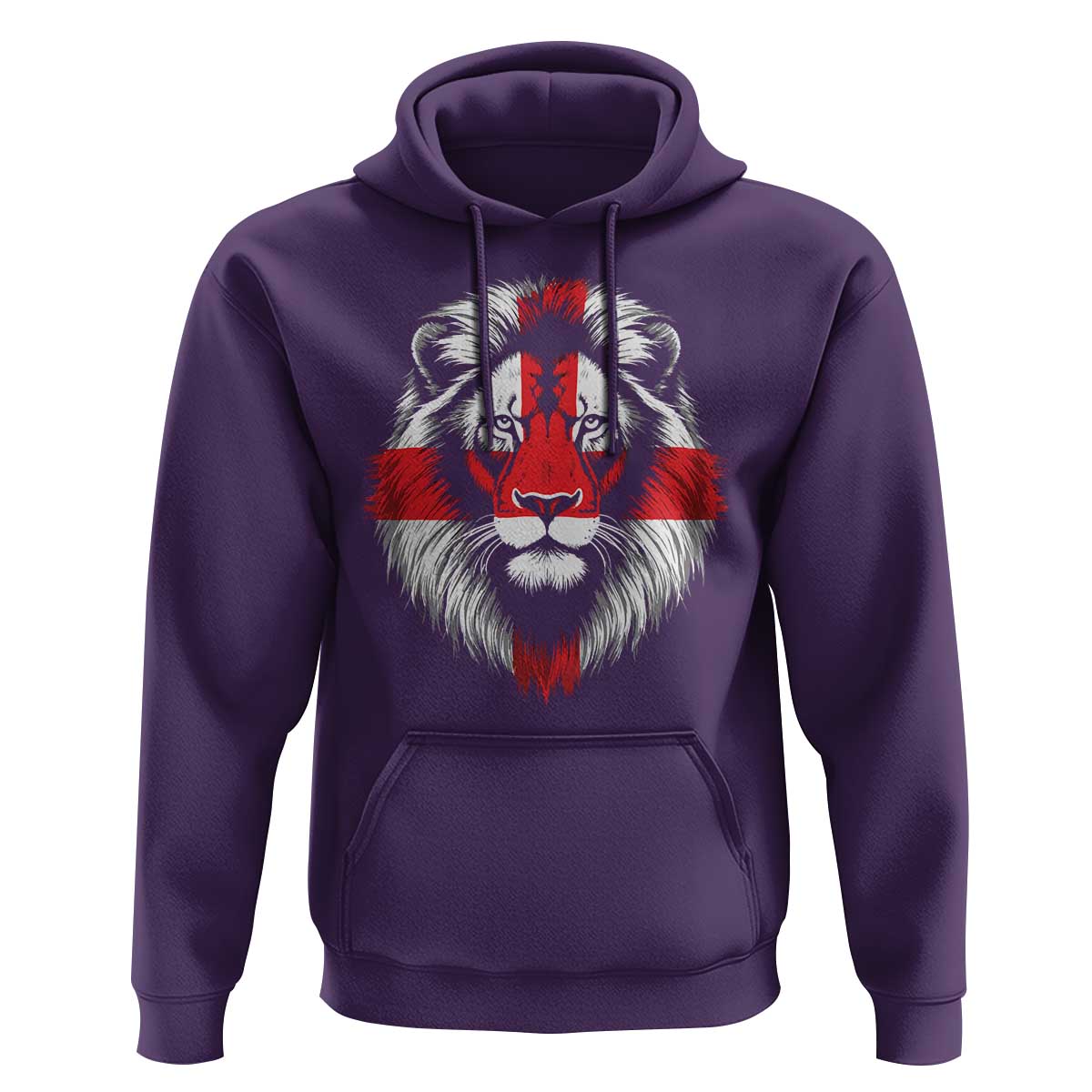 Majestic England Lion Face Graphic Hoodie Patriotic St. Georges Cross British Pride Heritage