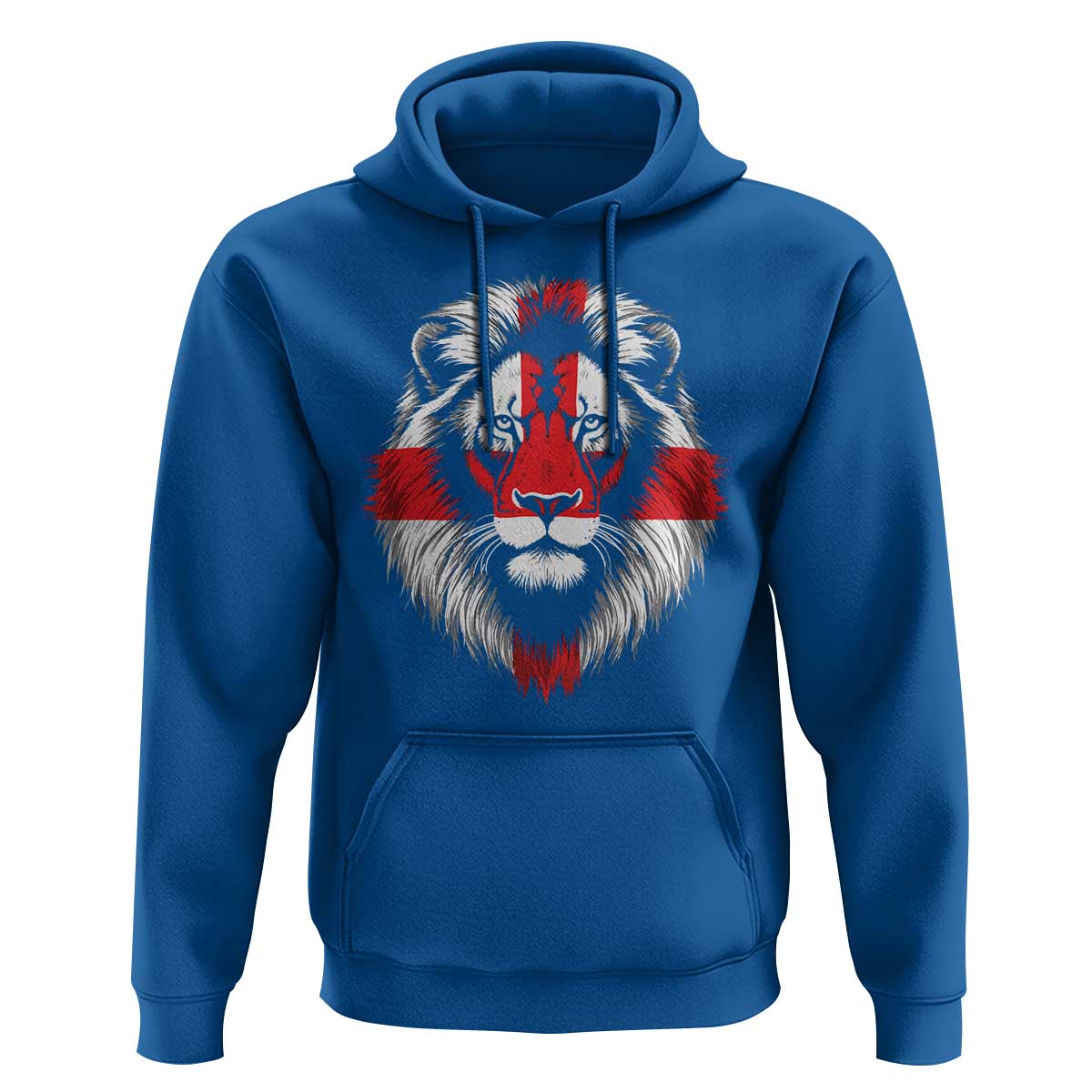 Majestic England Lion Face Graphic Hoodie Patriotic St. Georges Cross British Pride Heritage
