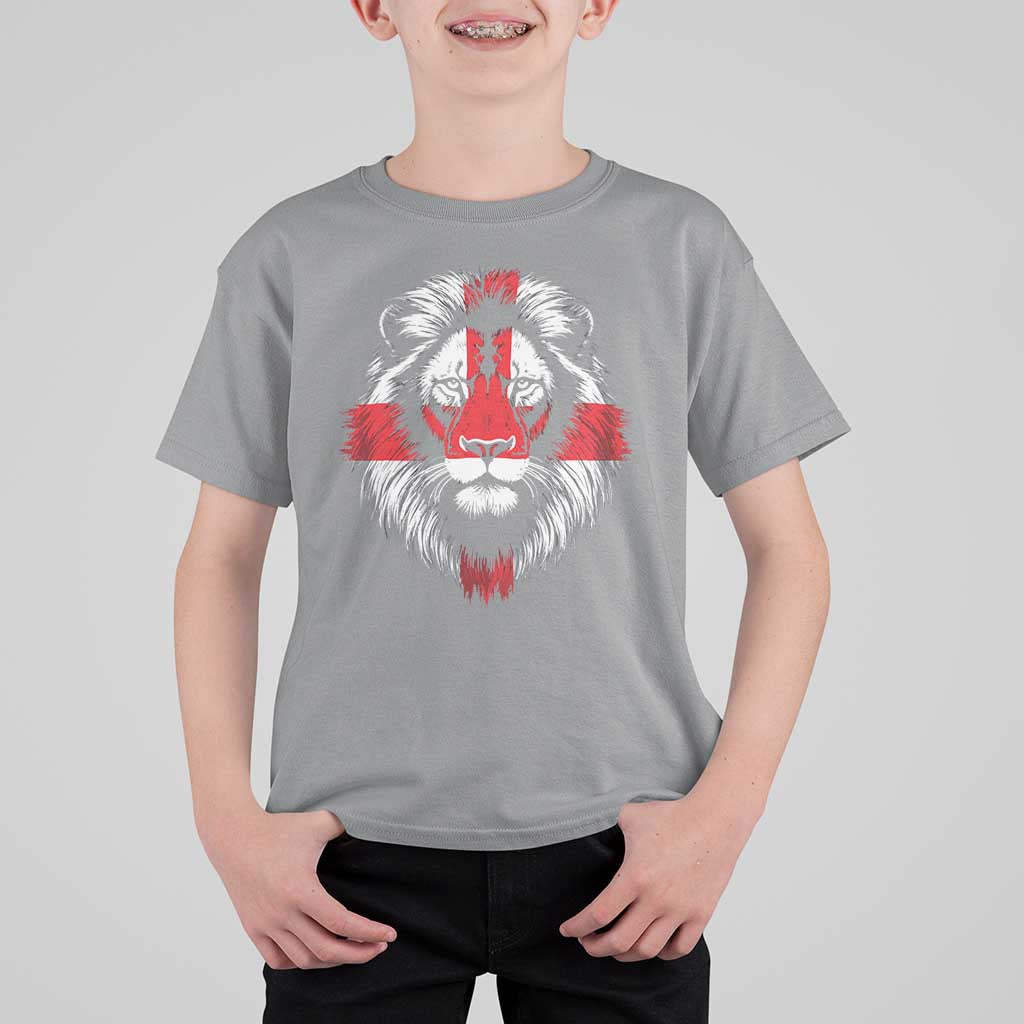 Majestic England Lion Face Graphic T Shirt For Kid Patriotic St. Georges Cross British Pride Heritage