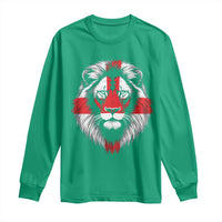 Majestic England Lion Face Graphic Long Sleeve Shirt Patriotic St. Georges Cross British Pride Heritage
