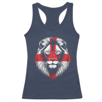 Majestic England Lion Face Graphic Racerback Tank Top Patriotic St. Georges Cross British Pride Heritage