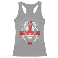 Majestic England Lion Face Graphic Racerback Tank Top Patriotic St. Georges Cross British Pride Heritage