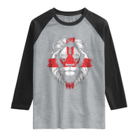 Majestic England Lion Face Graphic Raglan Shirt Patriotic St. Georges Cross British Pride Heritage