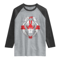 Majestic England Lion Face Graphic Raglan Shirt Patriotic St. Georges Cross British Pride Heritage