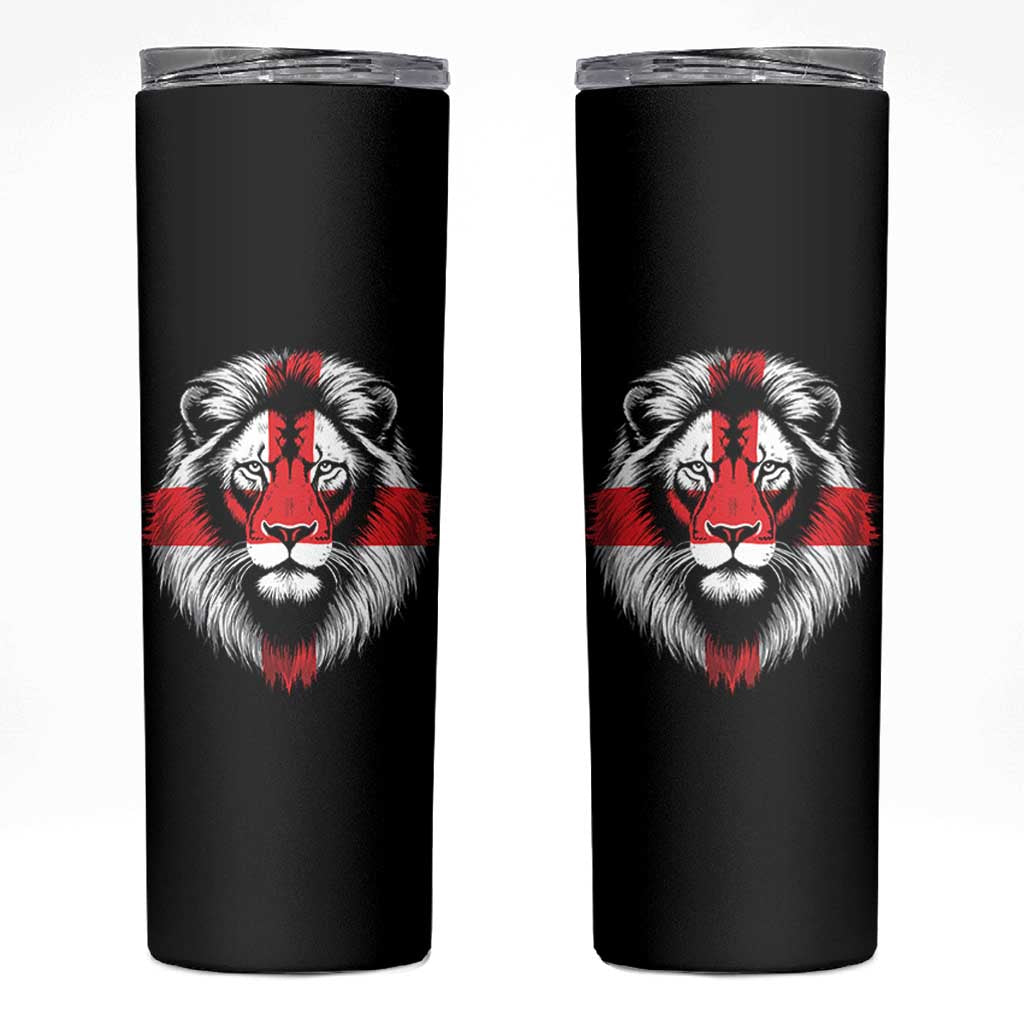 Majestic England Lion Face Graphic Skinny Tumbler Patriotic St. Georges Cross British Pride Heritage