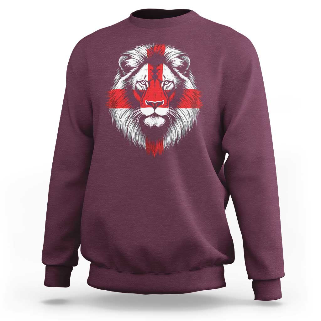 Majestic England Lion Face Graphic Sweatshirt Patriotic St. Georges Cross British Pride Heritage