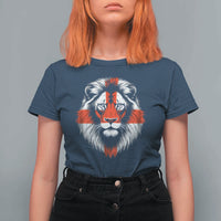 Majestic England Lion Face Graphic T Shirt For Women Patriotic St. Georges Cross British Pride Heritage