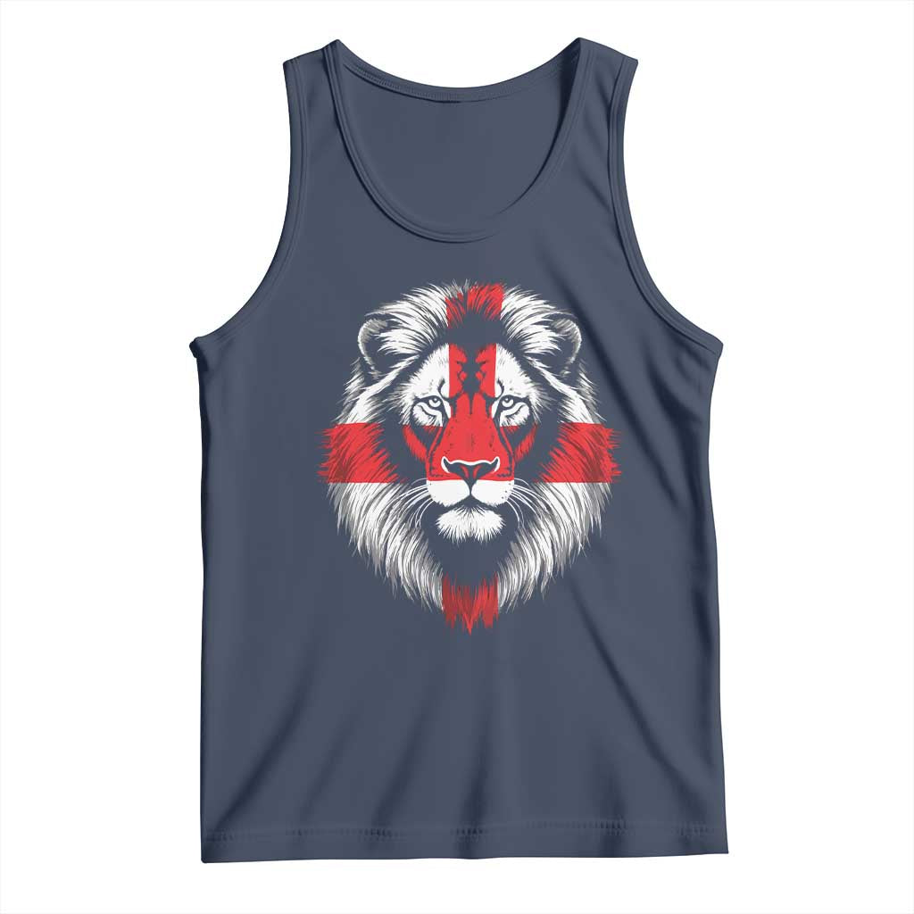 Majestic England Lion Face Graphic Tank Top Patriotic St. Georges Cross British Pride Heritage