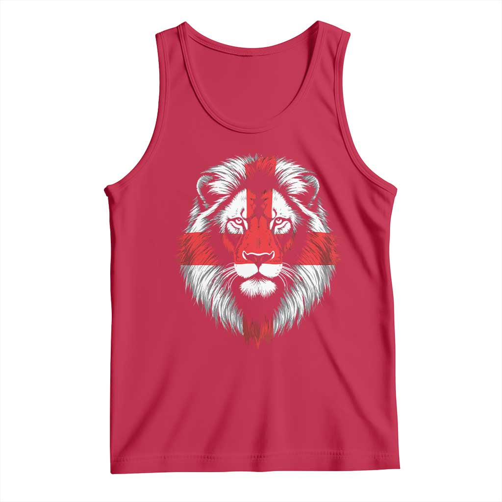 Majestic England Lion Face Graphic Tank Top Patriotic St. Georges Cross British Pride Heritage