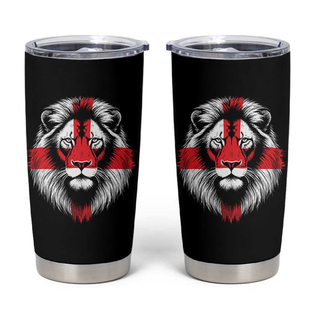 Majestic England Lion Face Graphic Tumbler Cup Patriotic St. Georges Cross British Pride Heritage