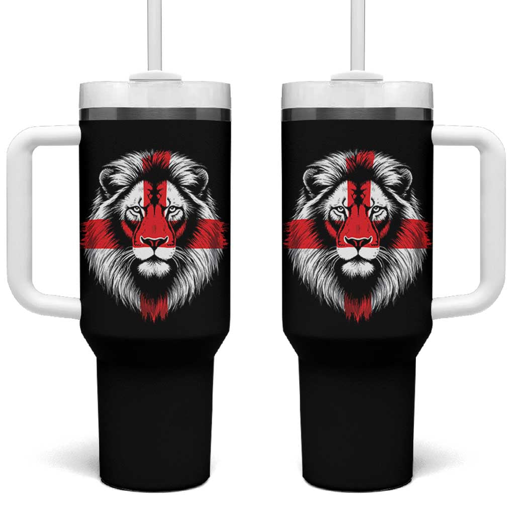 Majestic England Lion Face Graphic Tumbler With Handle Patriotic St. Georges Cross British Pride Heritage