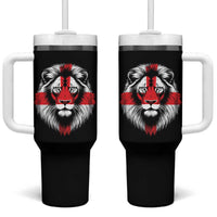 Majestic England Lion Face Graphic Tumbler With Handle Patriotic St. Georges Cross British Pride Heritage