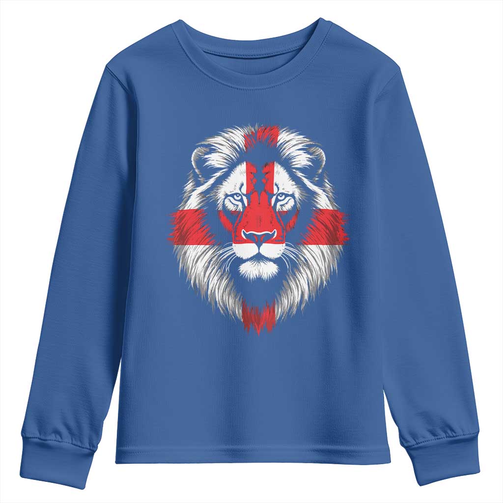 Majestic England Lion Face Graphic Youth Sweatshirt Patriotic St. Georges Cross British Pride Heritage