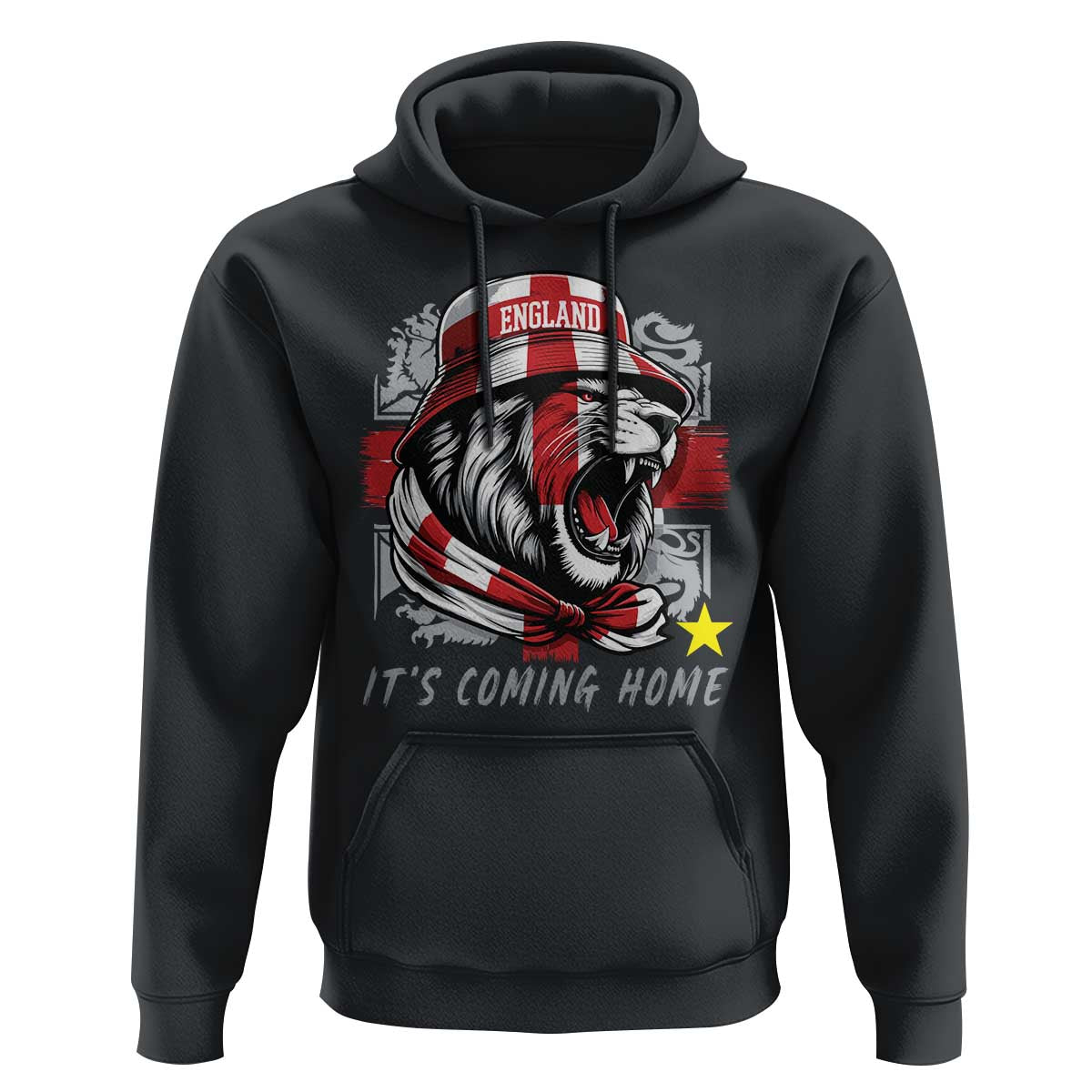 Roaring Lions England Football Pride Hoodie Retro Patriotic Soccer British Football Fans