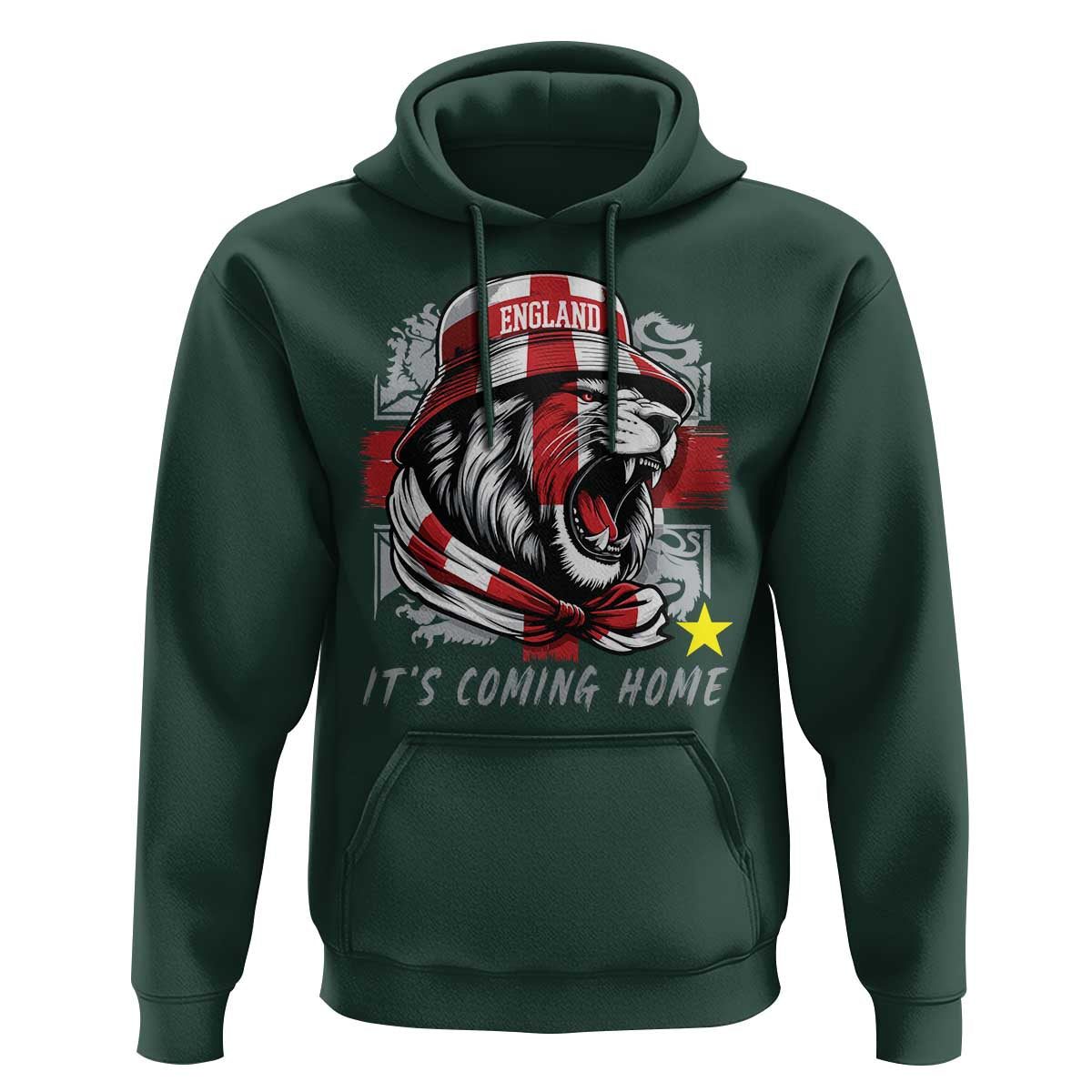 Roaring Lions England Football Pride Hoodie Retro Patriotic Soccer British Football Fans