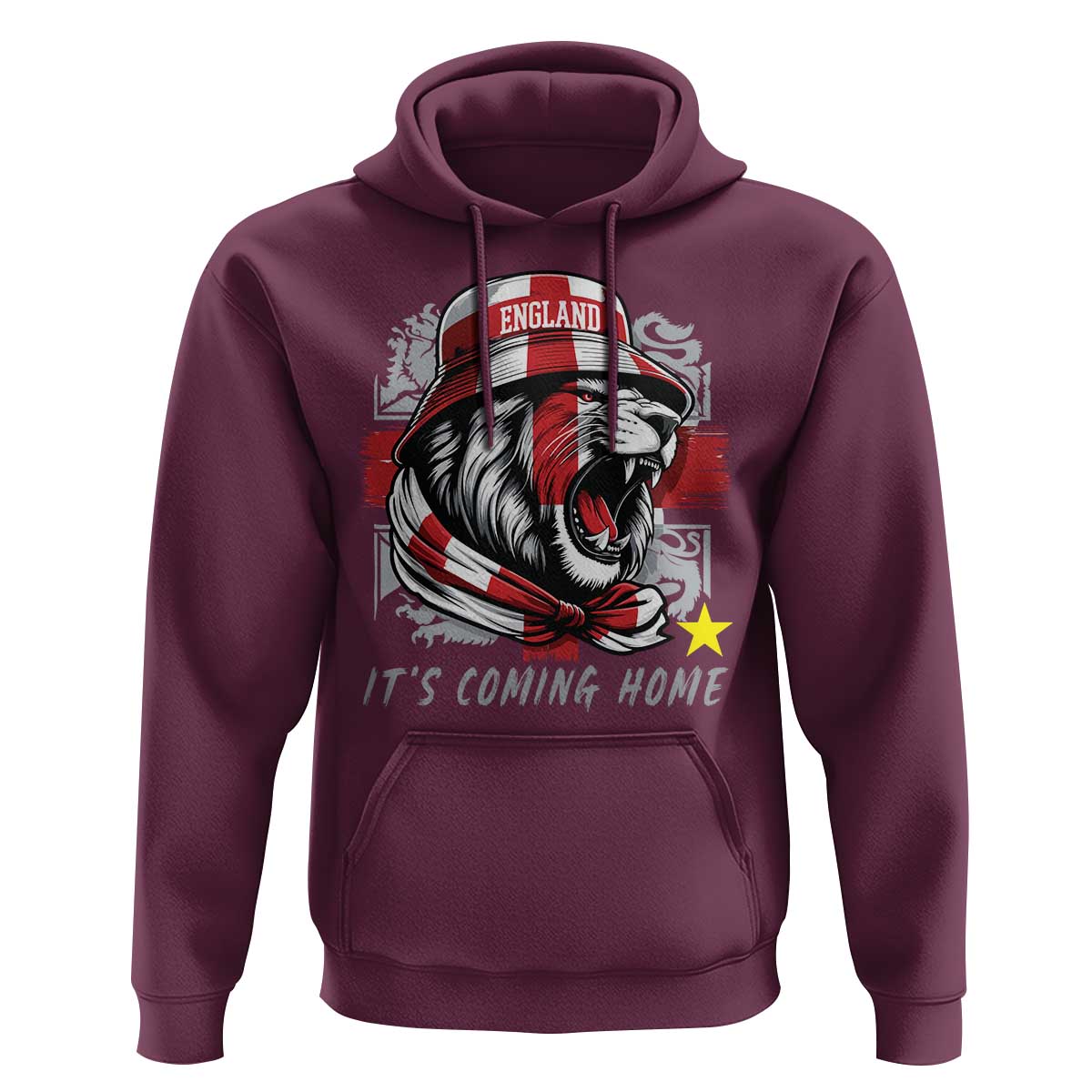 Roaring Lions England Football Pride Hoodie Retro Patriotic Soccer British Football Fans
