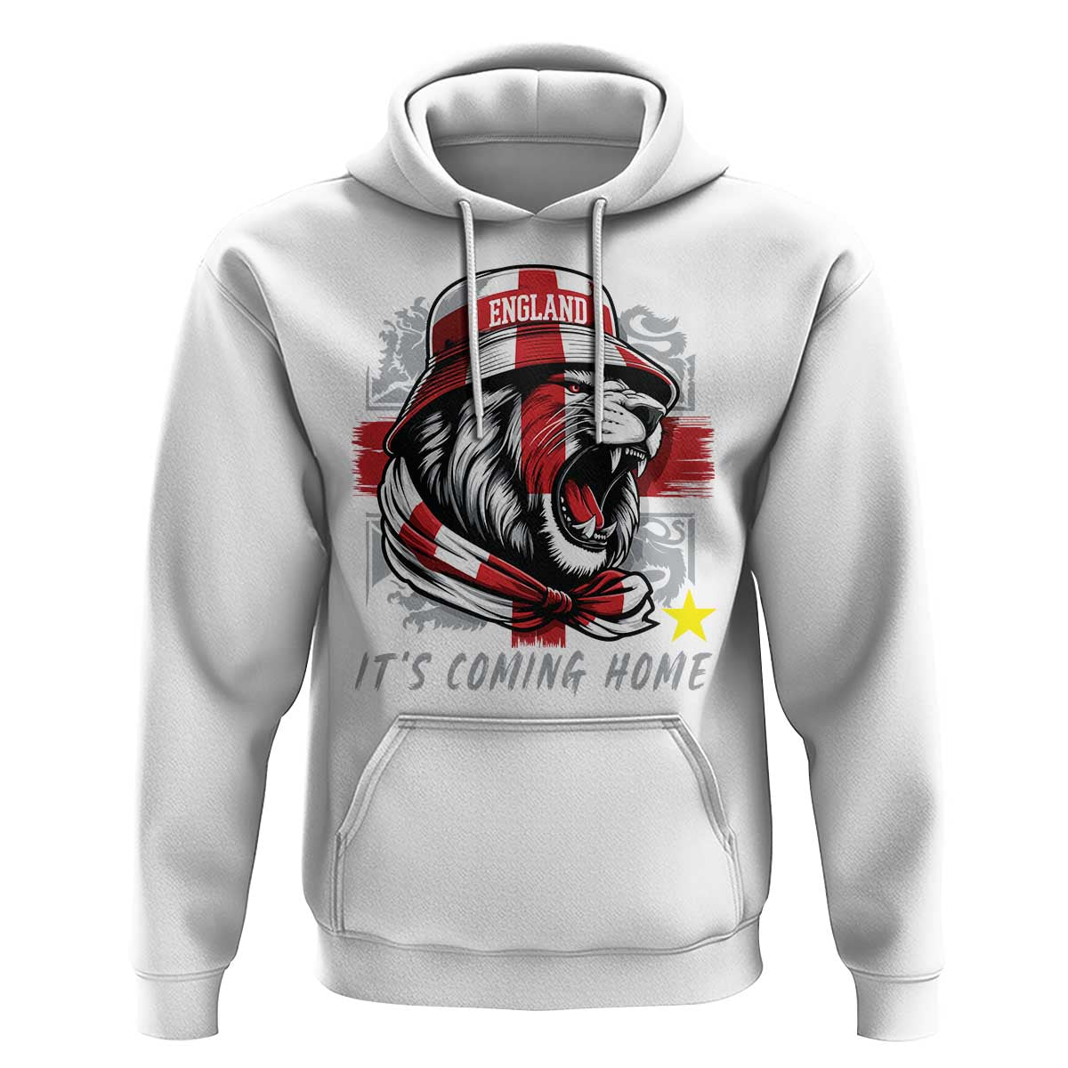 Roaring Lions England Football Pride Hoodie Retro Patriotic Soccer British Football Fans
