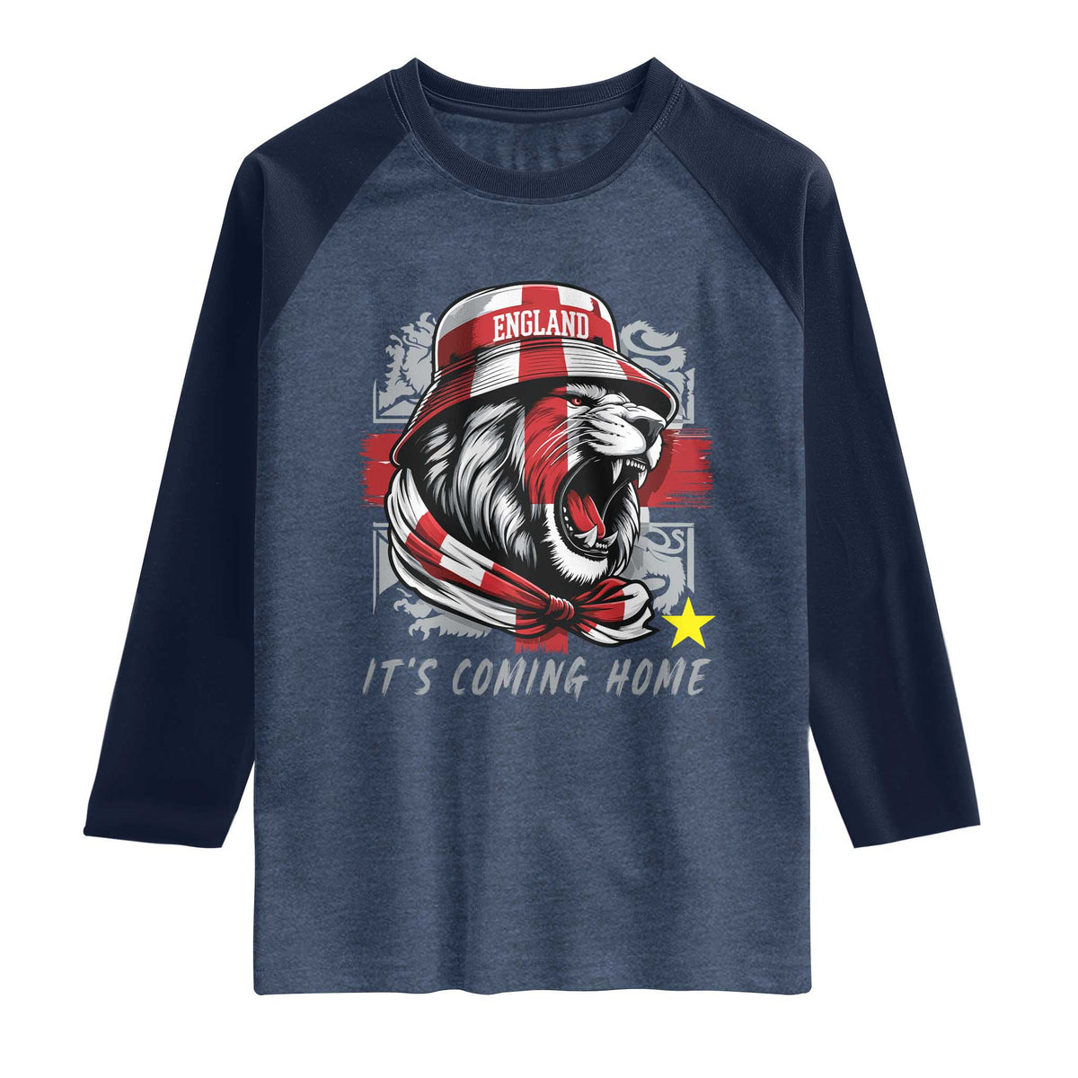 Roaring Lions England Football Pride Raglan Shirt Retro Patriotic Soccer British Football Fans