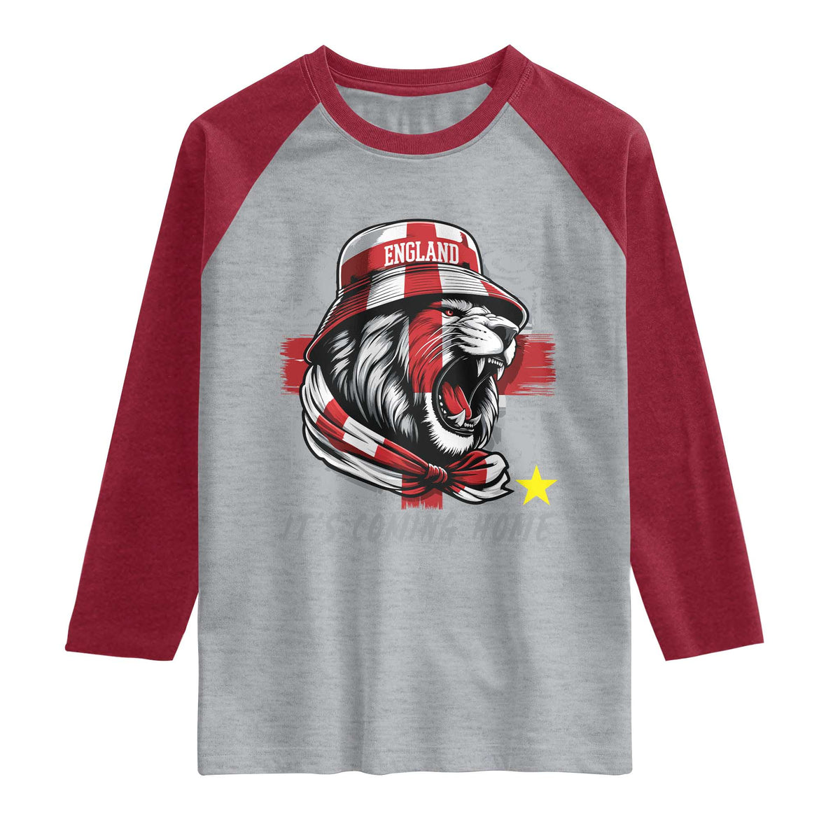 Roaring Lions England Football Pride Raglan Shirt Retro Patriotic Soccer British Football Fans