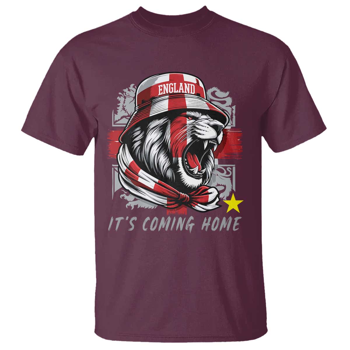 Roaring Lions England Football Pride T Shirt Retro Patriotic Soccer British Football Fans