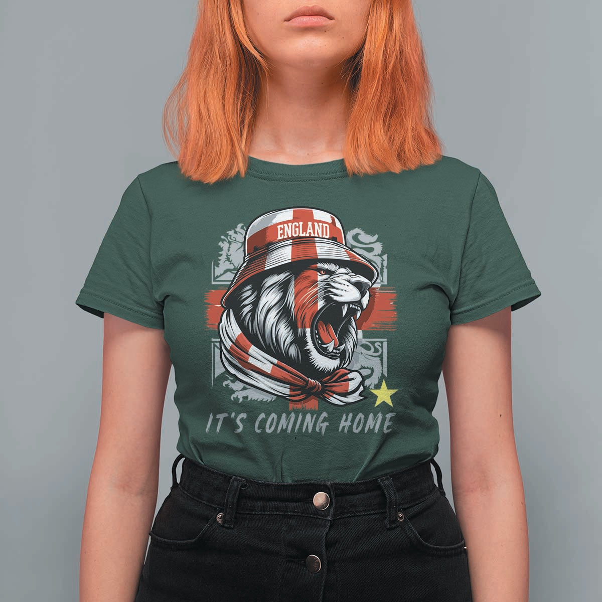 Roaring Lions England Football Pride T Shirt For Women Retro Patriotic Soccer British Football Fans