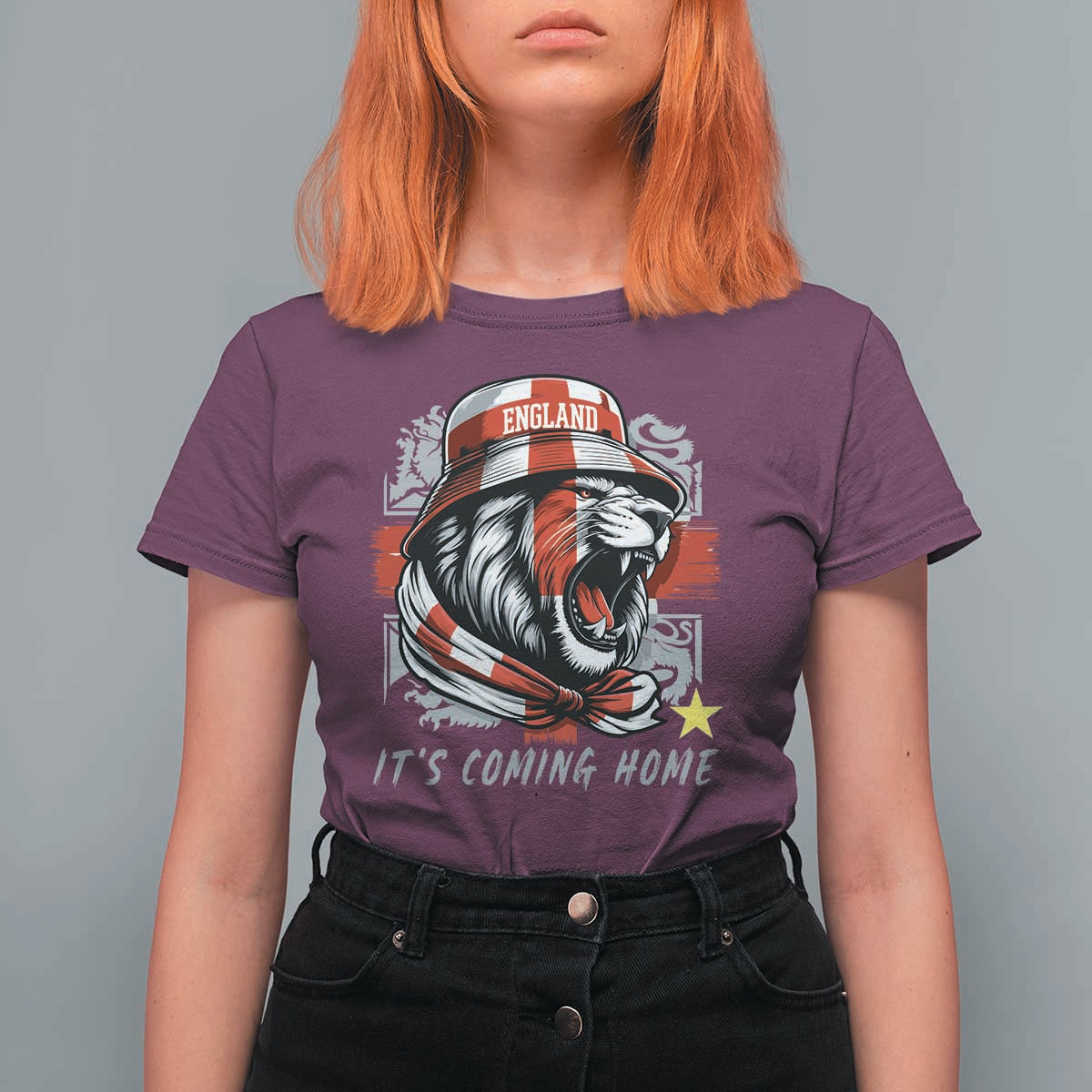Roaring Lions England Football Pride T Shirt For Women Retro Patriotic Soccer British Football Fans