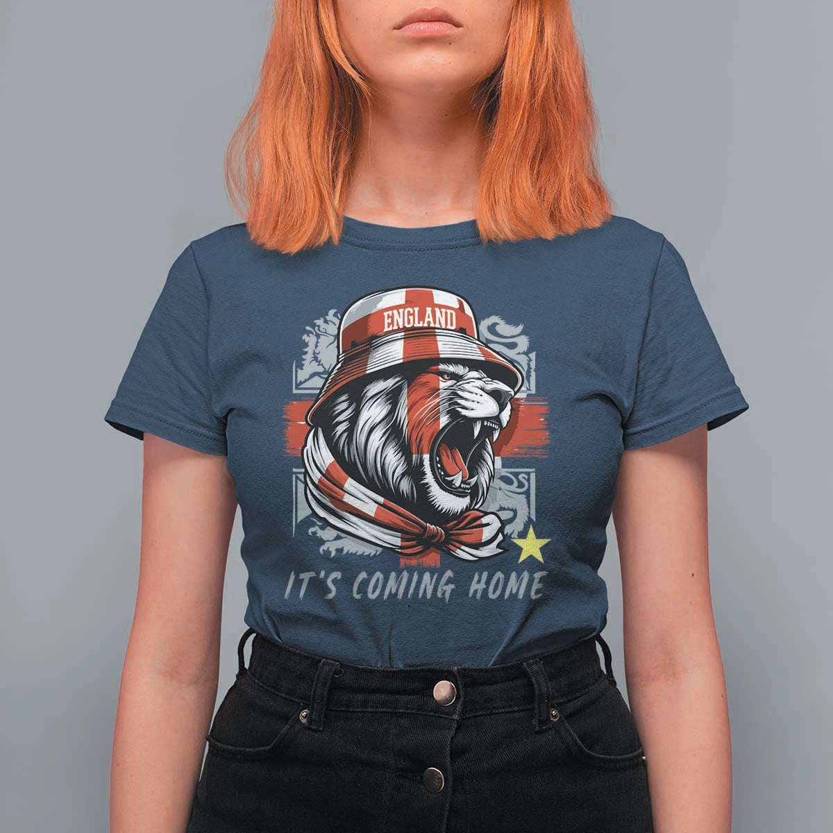 Roaring Lions England Football Pride T Shirt For Women Retro Patriotic Soccer British Football Fans