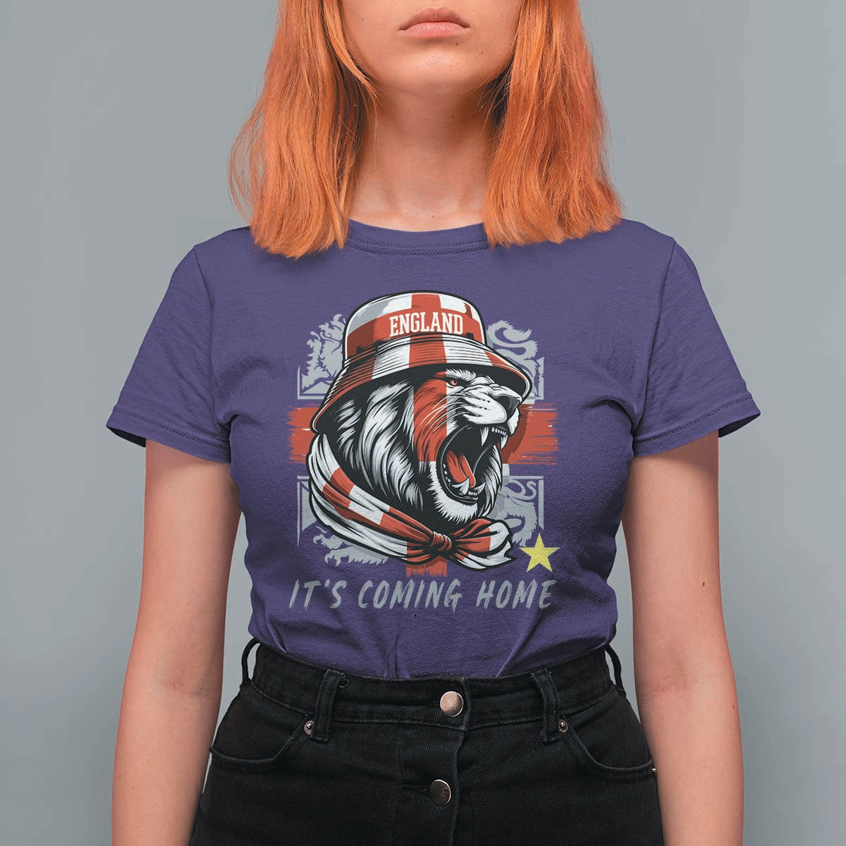 Roaring Lions England Football Pride T Shirt For Women Retro Patriotic Soccer British Football Fans