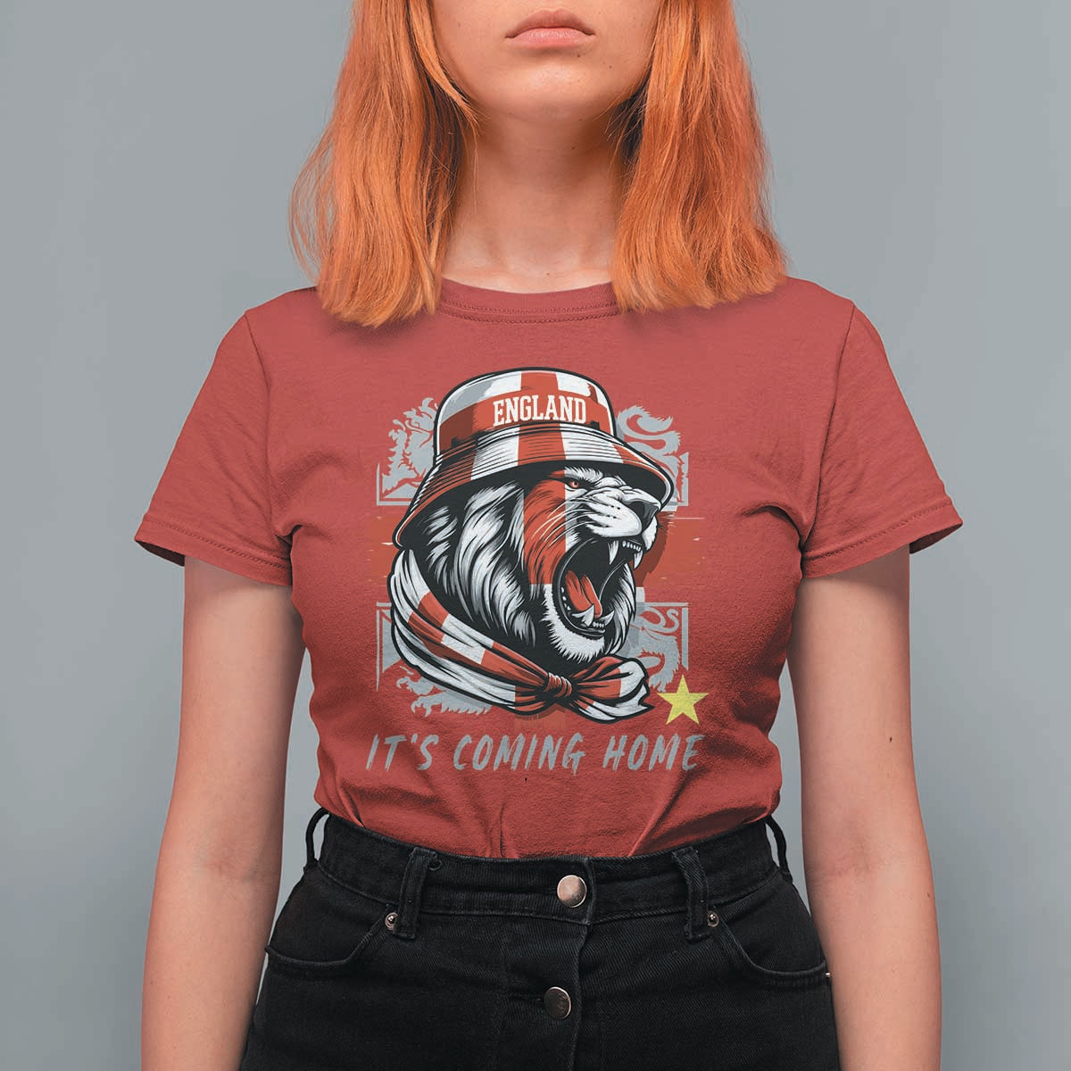 Roaring Lions England Football Pride T Shirt For Women Retro Patriotic Soccer British Football Fans