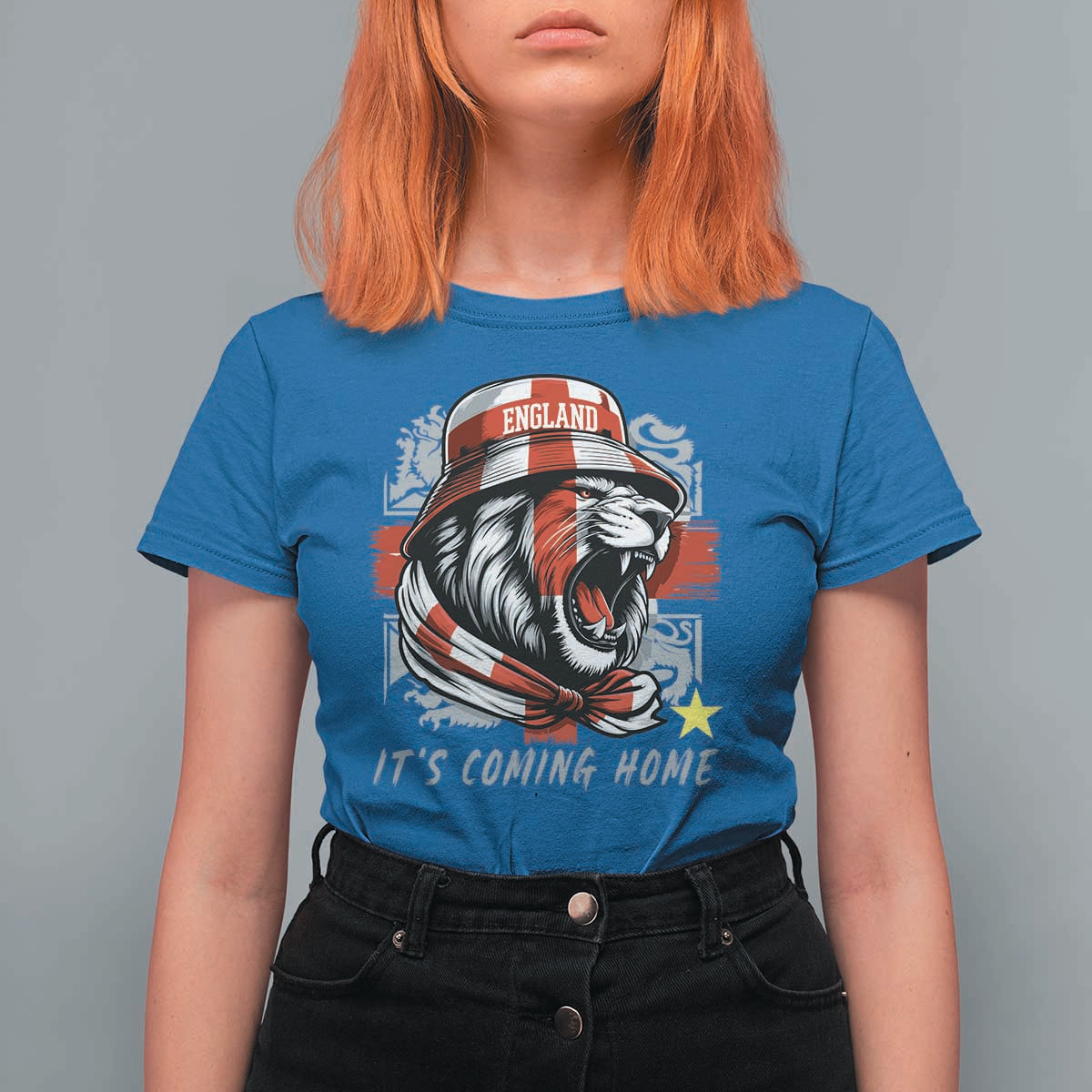 Roaring Lions England Football Pride T Shirt For Women Retro Patriotic Soccer British Football Fans
