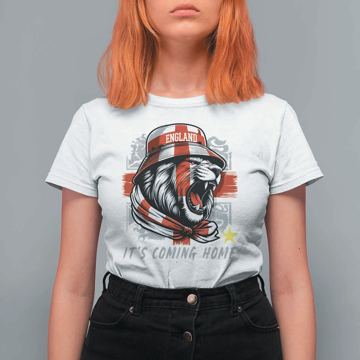 Roaring Lions England Football Pride T Shirt For Women Retro Patriotic Soccer British Football Fans