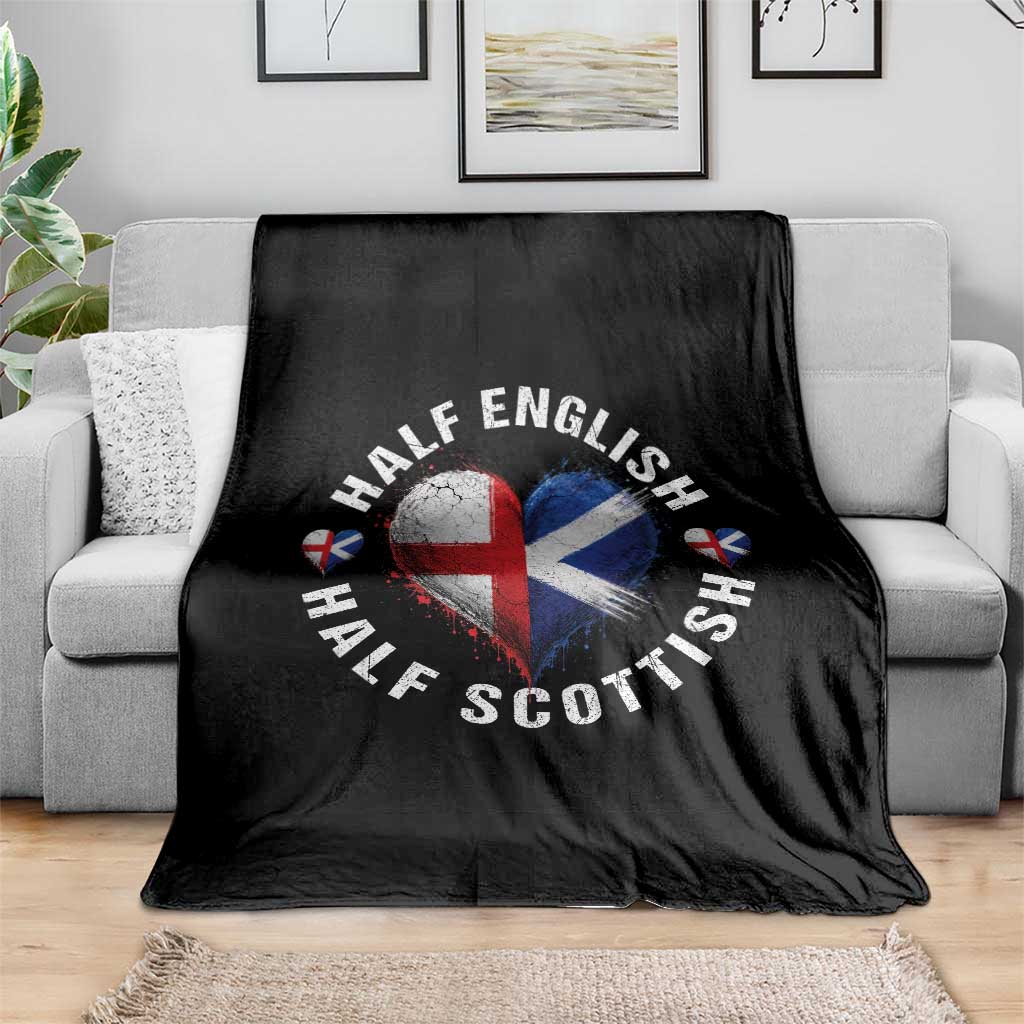 Half English Half Scottish Heritage Throw Blanket Heart St Georges Cross and Saltire Pride