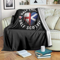 Half English Half Scottish Heritage Throw Blanket Heart St Georges Cross and Saltire Pride