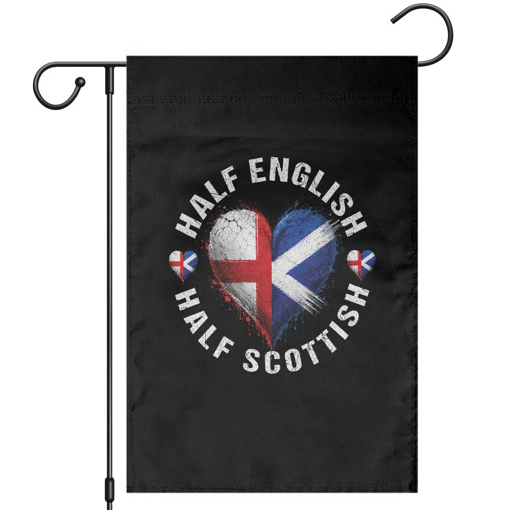 Half English Half Scottish Heritage Garden Flag Heart St Georges Cross and Saltire Pride