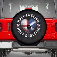 Half English Half Scottish Heritage Spare Tire Cover Heart St Georges Cross and Saltire Pride