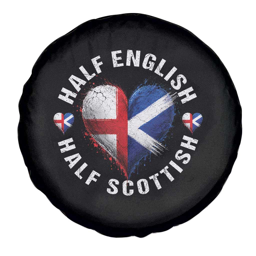 Half English Half Scottish Heritage Spare Tire Cover Heart St Georges Cross and Saltire Pride