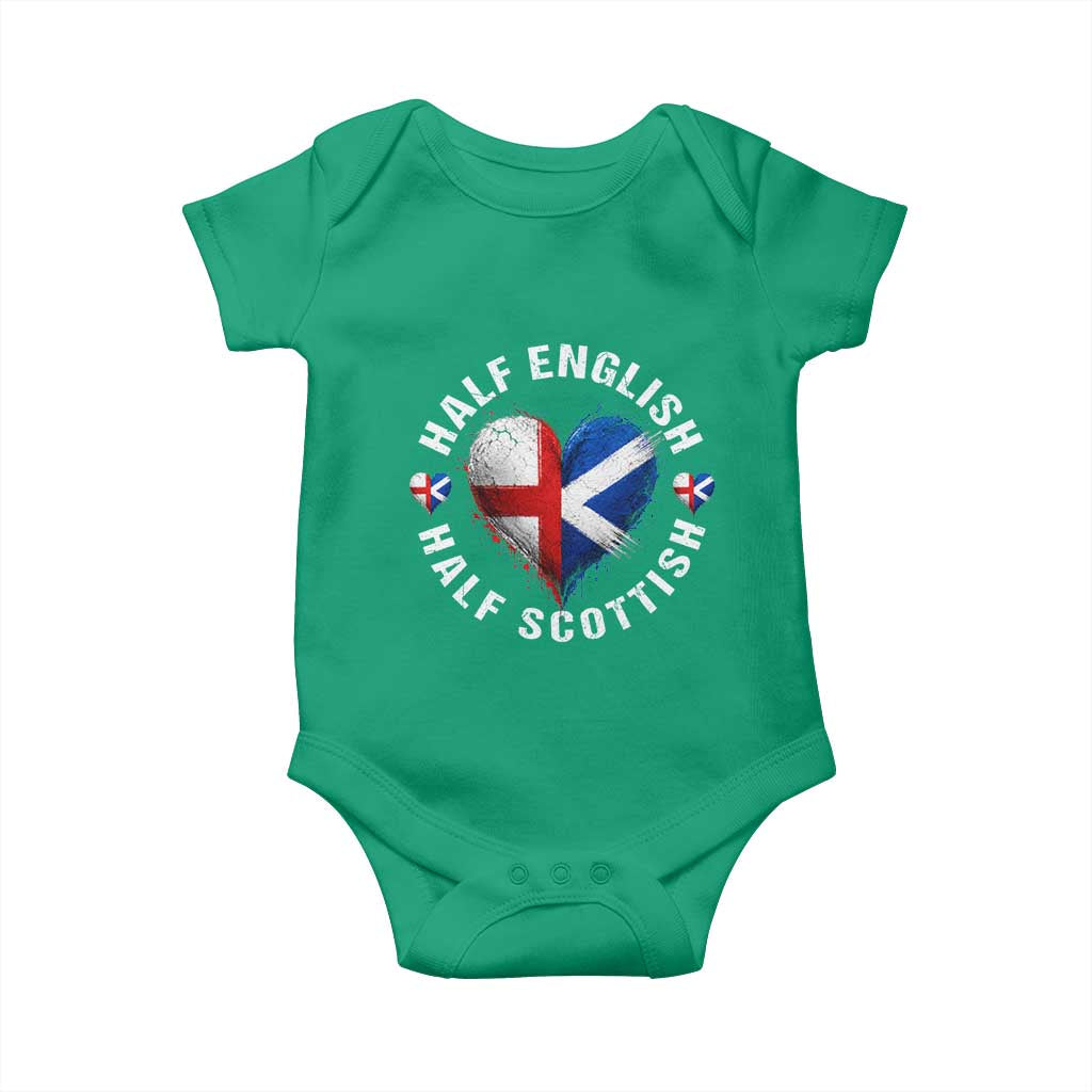 Half English Half Scottish Heritage Baby Onesie Heart St Georges Cross and Saltire Pride