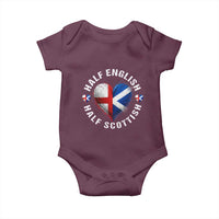 Half English Half Scottish Heritage Baby Onesie Heart St Georges Cross and Saltire Pride