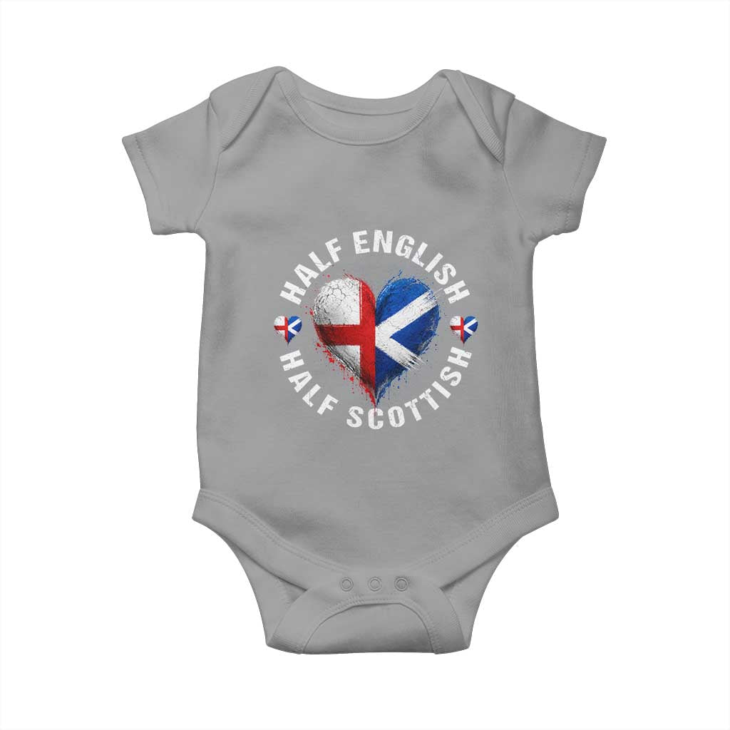 Half English Half Scottish Heritage Baby Onesie Heart St Georges Cross and Saltire Pride