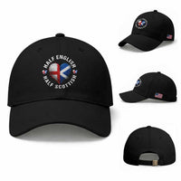 Half English Half Scottish Heritage Baseball Cap Heart St Georges Cross and Saltire Pride