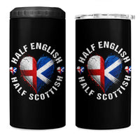 Half English Half Scottish Heritage 4 in 1 Can Cooler Tumbler Heart St Georges Cross and Saltire Pride