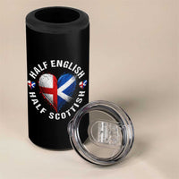 Half English Half Scottish Heritage 4 in 1 Can Cooler Tumbler Heart St Georges Cross and Saltire Pride