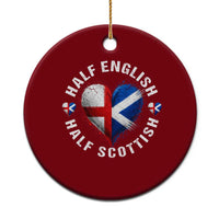 Half English Half Scottish Heritage Ceramic Ornament Heart St Georges Cross and Saltire Pride