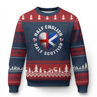 Half English Half Scottish Heritage Ugly Christmas Sweater Heart St Georges Cross and Saltire Pride