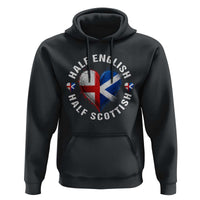 Half English Half Scottish Heritage Hoodie Heart St Georges Cross and Saltire Pride