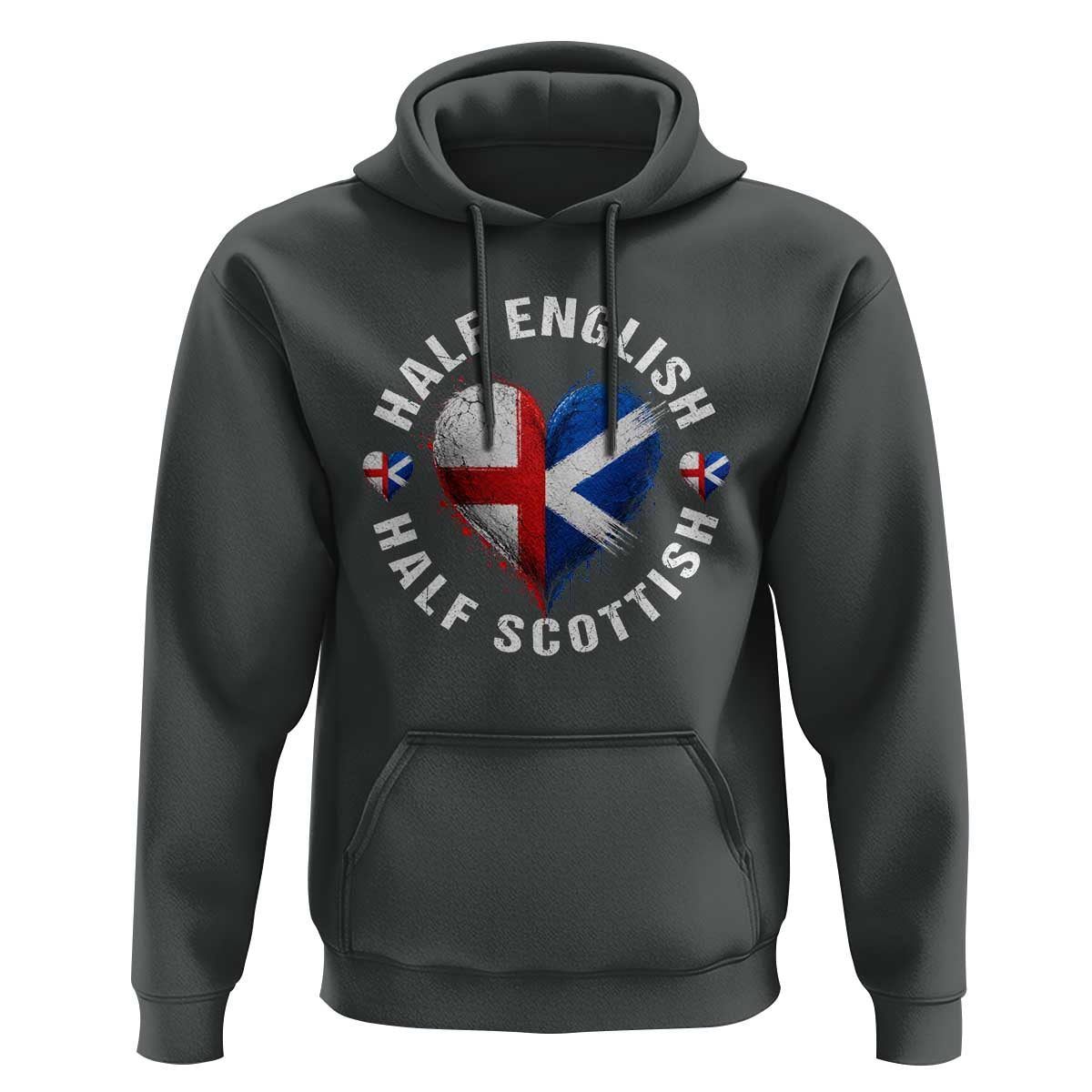 Half English Half Scottish Heritage Hoodie Heart St Georges Cross and Saltire Pride
