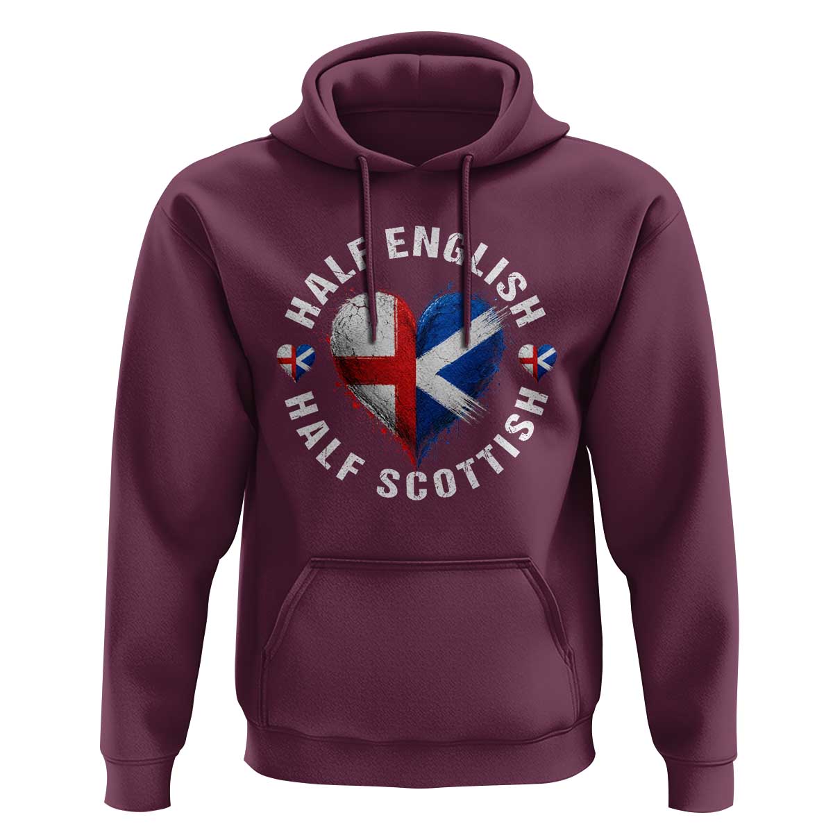 Half English Half Scottish Heritage Hoodie Heart St Georges Cross and Saltire Pride