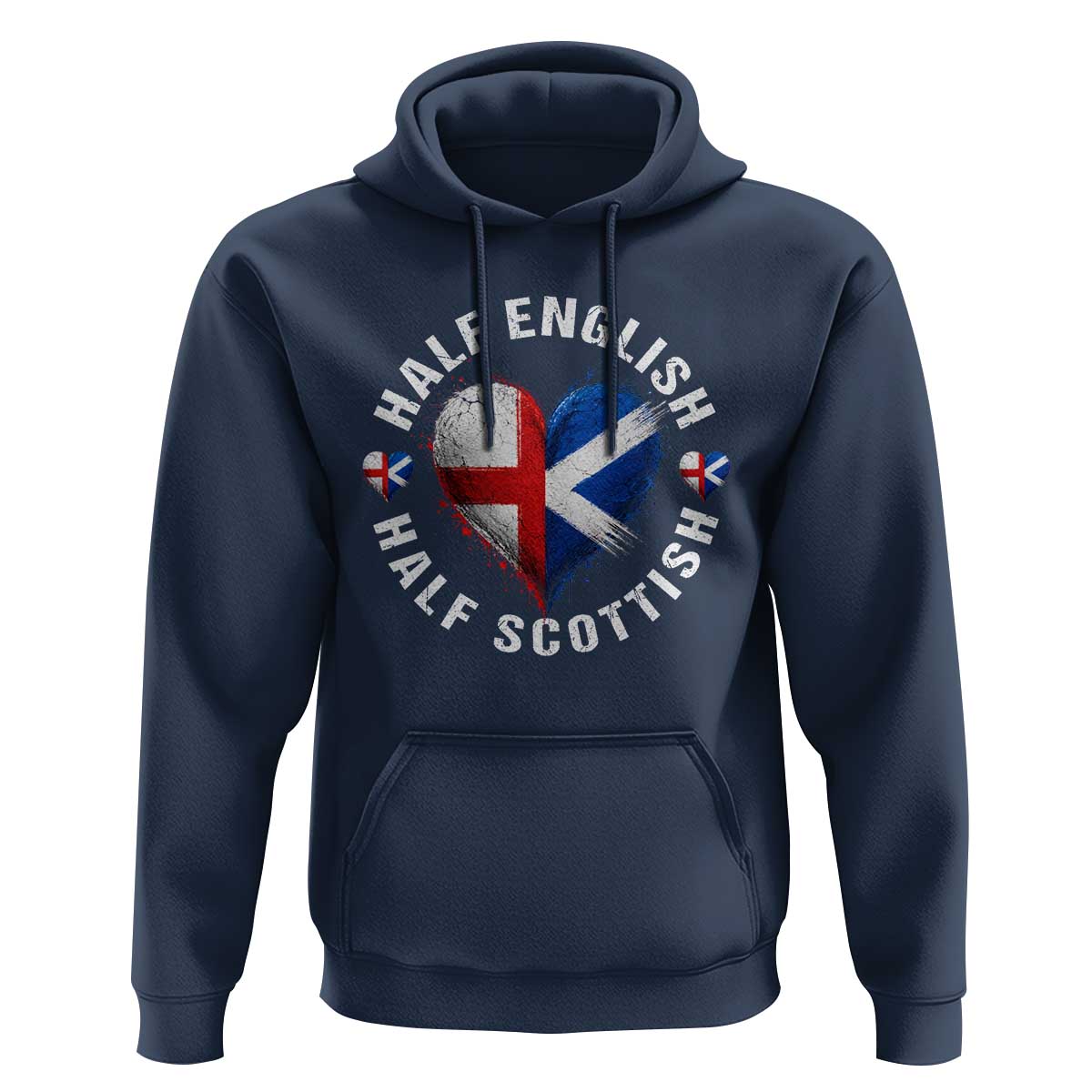 Half English Half Scottish Heritage Hoodie Heart St Georges Cross and Saltire Pride