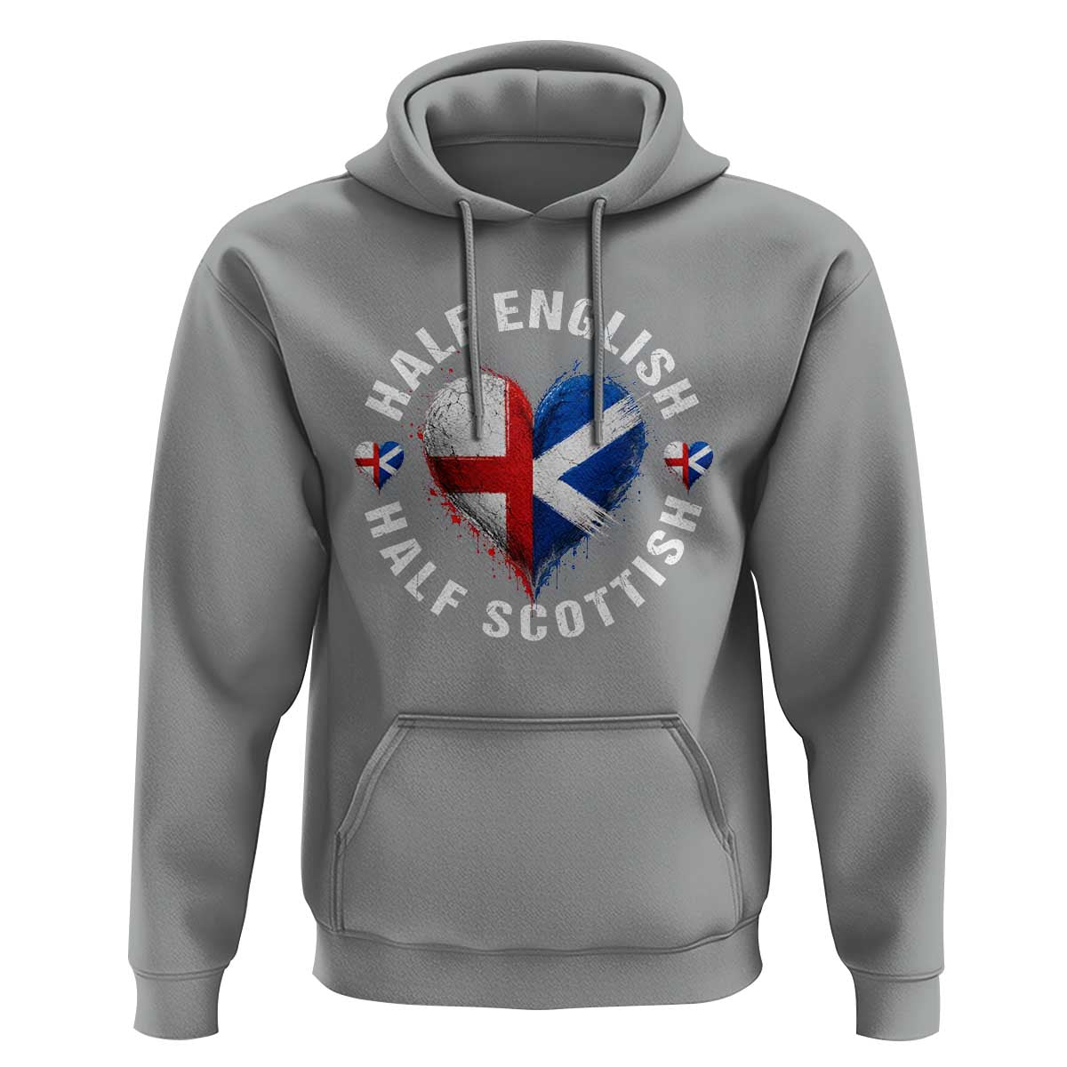 Half English Half Scottish Heritage Hoodie Heart St Georges Cross and Saltire Pride